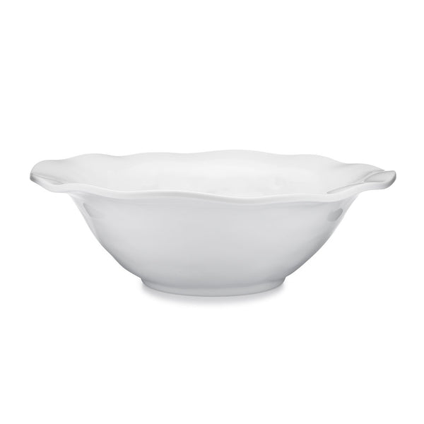 Ruffle White Melamine Round Serving Bowl