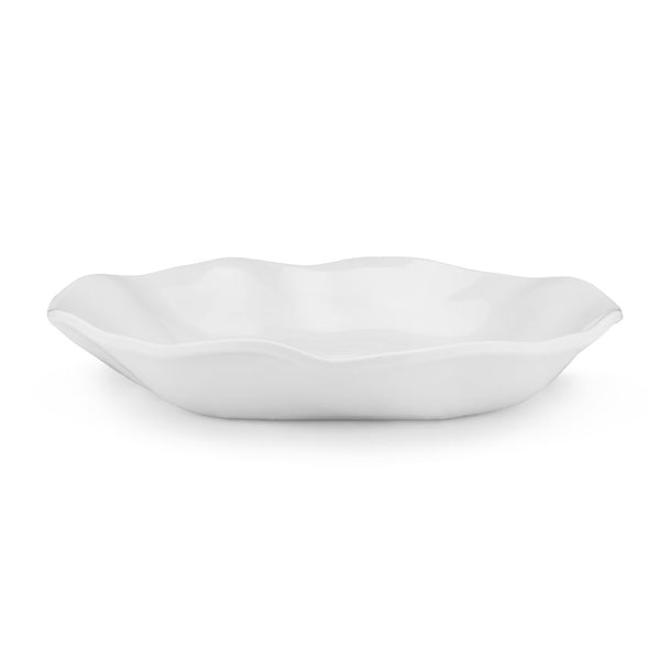 Ruffle White Melamine Round Dinner Bowl