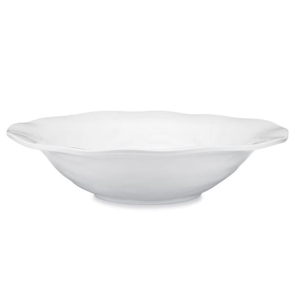 Ruffle White Melamine Round Shallow Serving Bowl