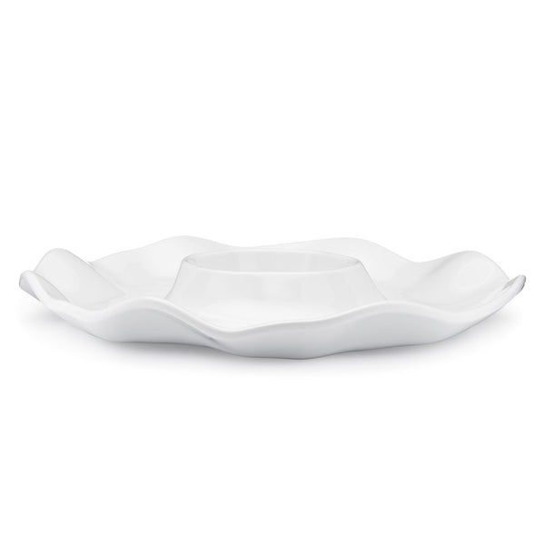 Ruffle White Melamine Chip & Dip Platter