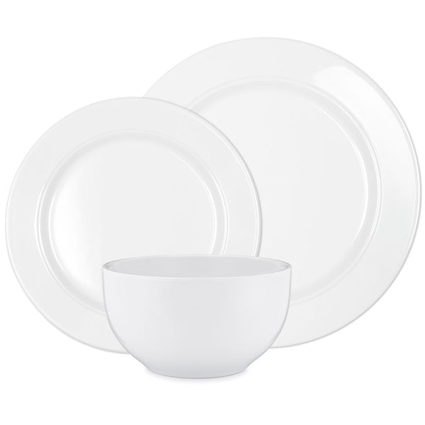 Diamond White Melamine Round 12pc Dinnerware Set