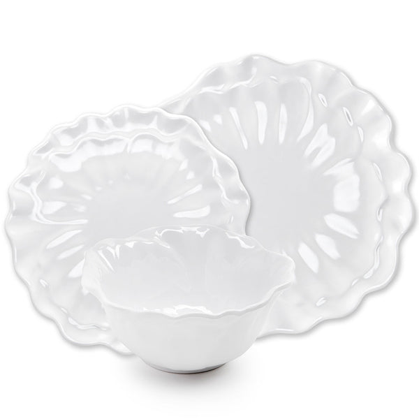 Peony White Melamine 12pc Dinnerware Set