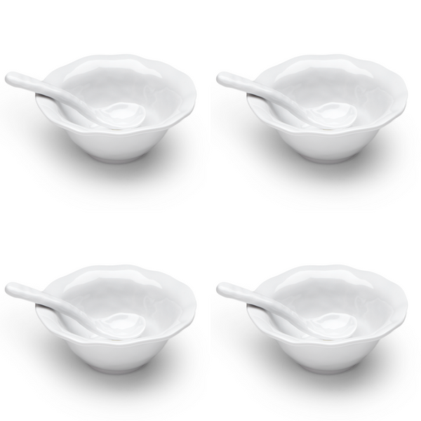 Ruffle White Melamine Round 8pc Tasting Set