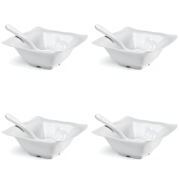 Ruffle White Melamine Square 8pc Tasting Set