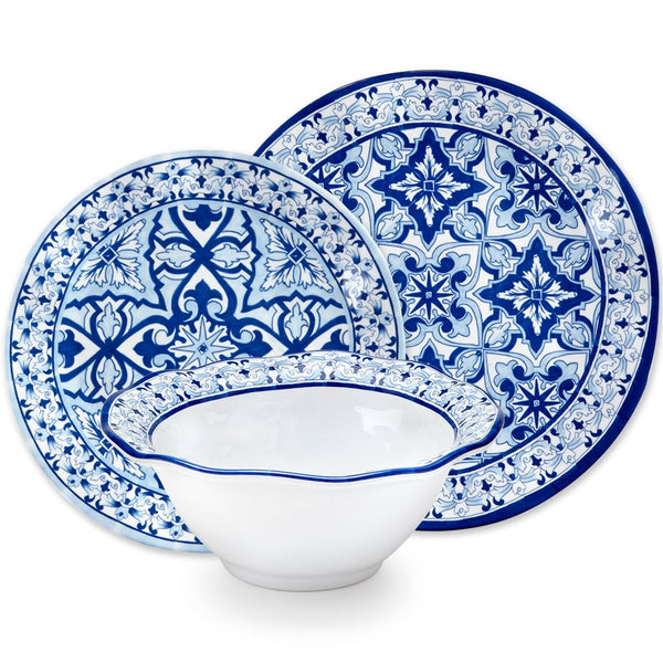 Talavera in Azul Blue Melamine 12pc Dinnerware Set