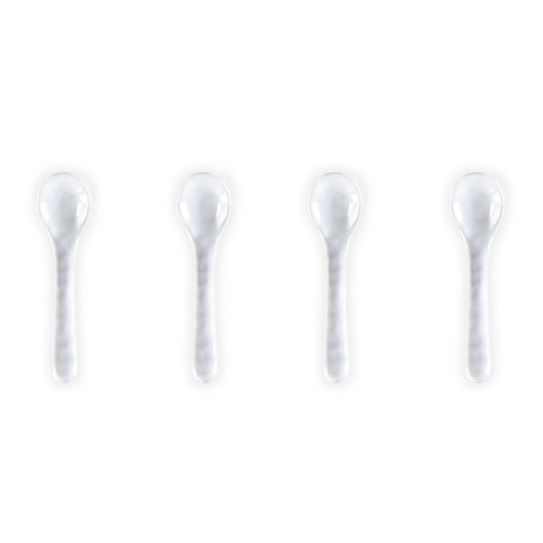 Ruffle White Melamine Tasting Spoon, Set of 4