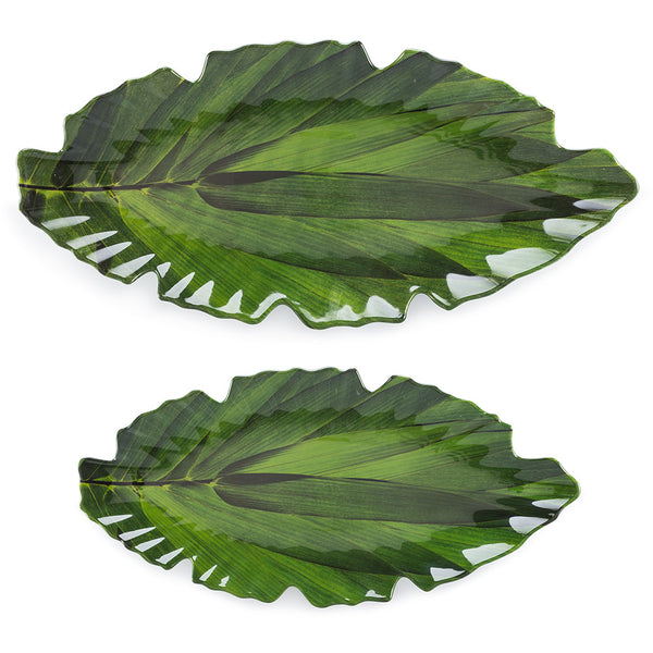 Zen Leaf Green Melamine 2pc Platter Set