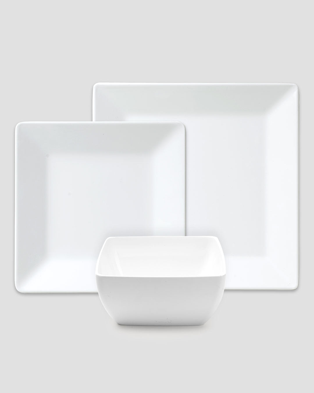 Diamond White Melamine Square 12pc Dinnerware Set