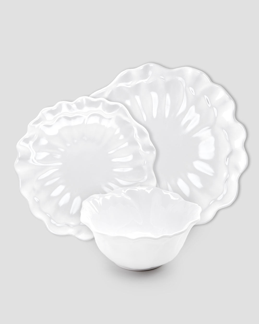 Peony White Melamine 12pc Dinnerware Set