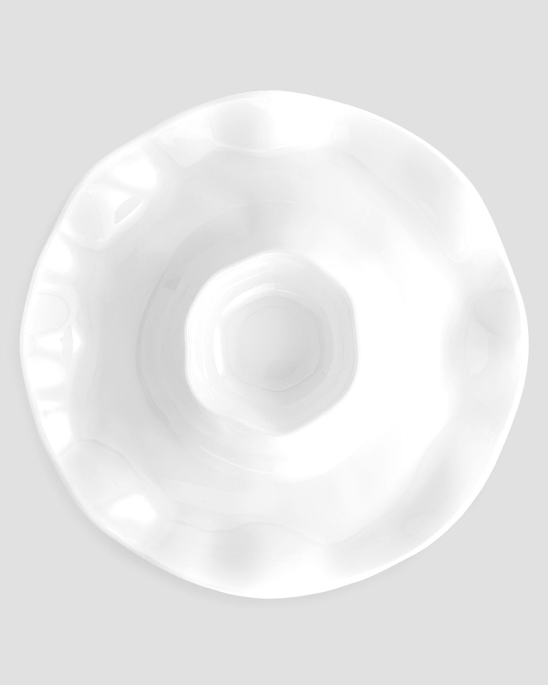 Ruffle White Melamine Chip & Dip Platter