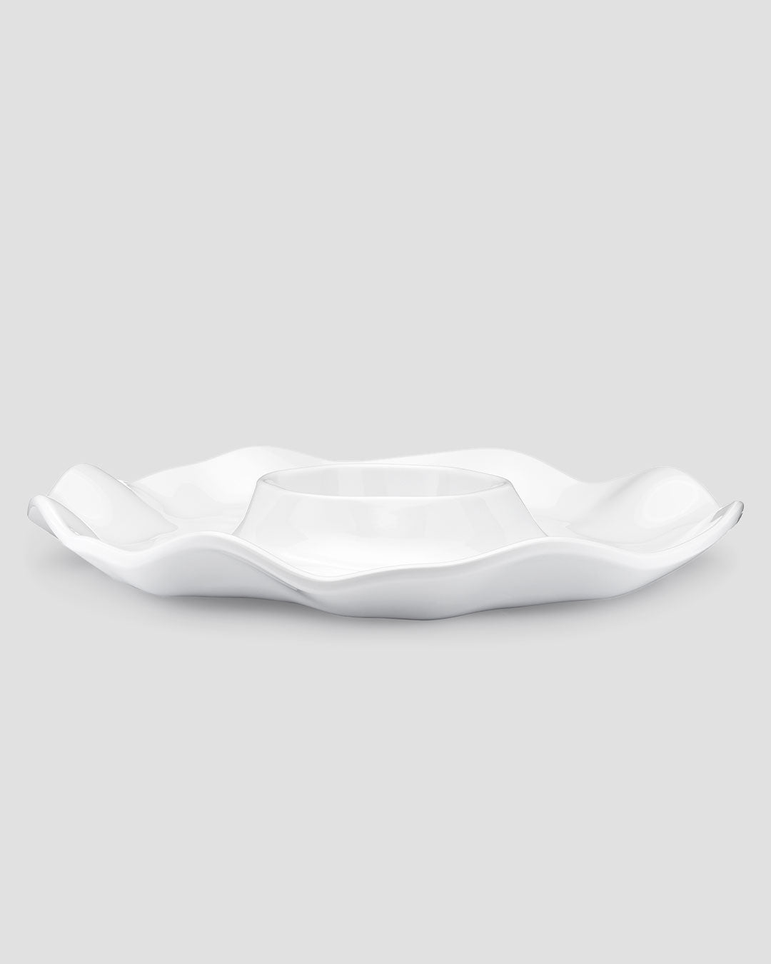 Ruffle White Melamine Chip & Dip Platter
