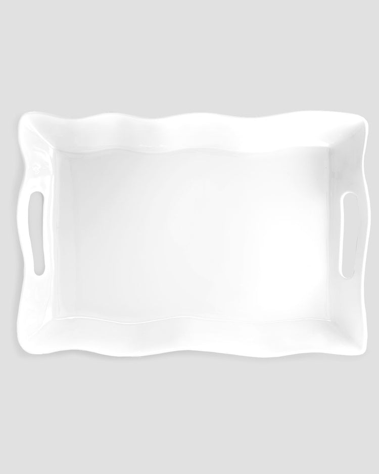 Ruffle White Melamine Large Rectangle Tray