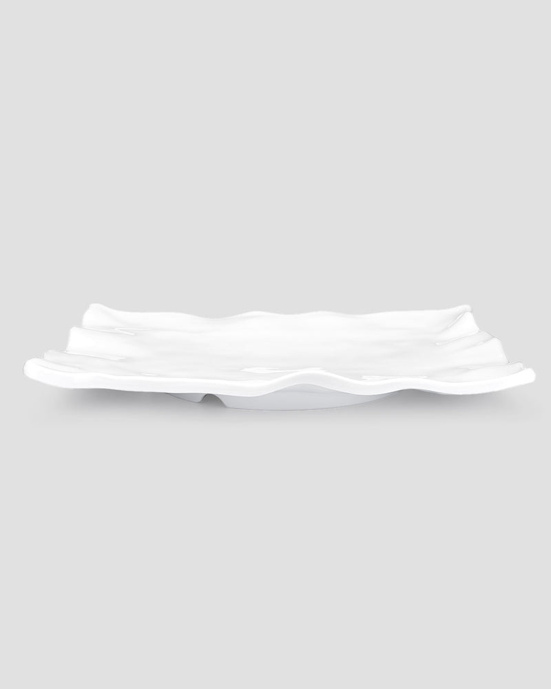 White Ruffle Rectangle Ruffle White Melamine Rectangle Large Platter – Q Home