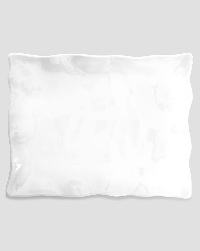 White Ruffle Rectangle Ruffle White Melamine Rectangle Large Platter – Q Home