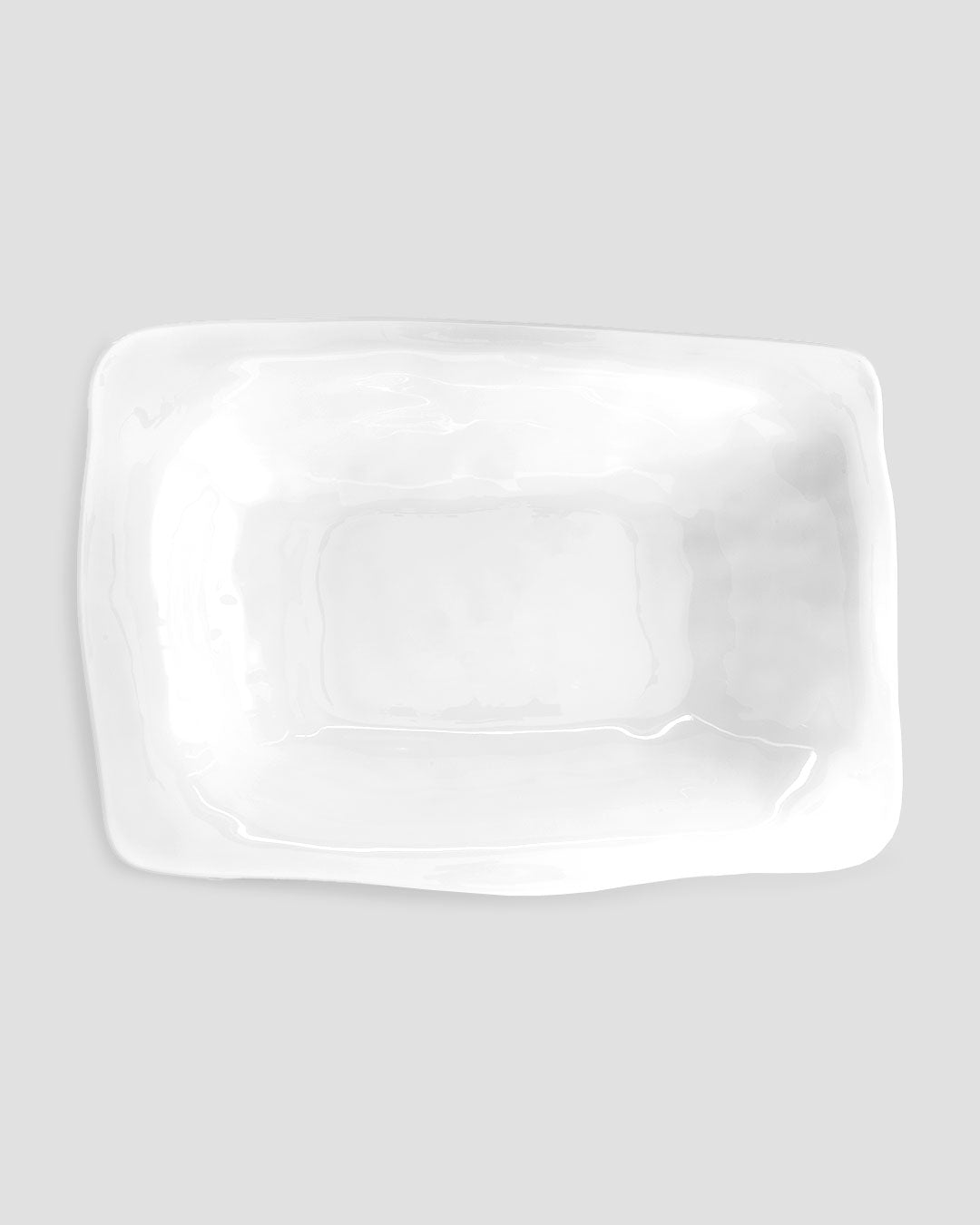 Ruffle White Melamine Rectangle Shallow Serving Bowl
