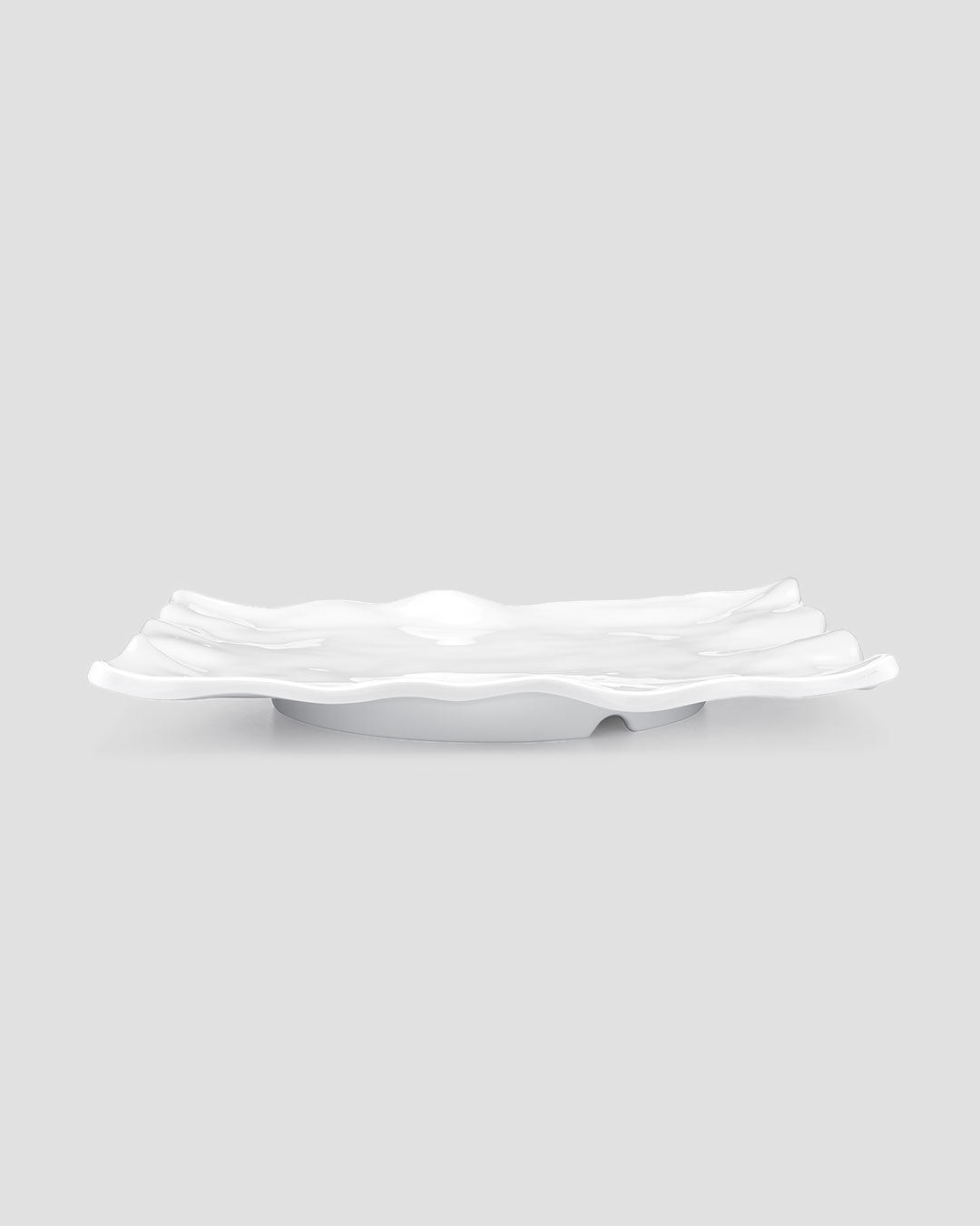 Ruffle White Melamine Rectangle Small Platter