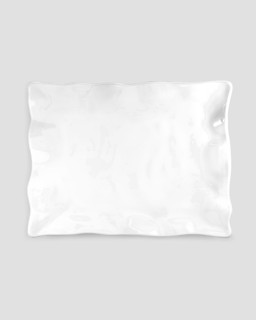 Ruffle White Melamine Rectangle Small Platter