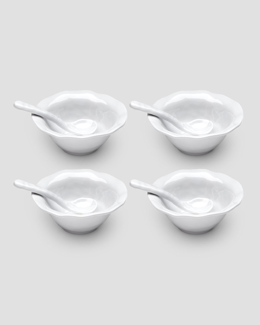 Ruffle White Melamine Round 8pc Tasting Set