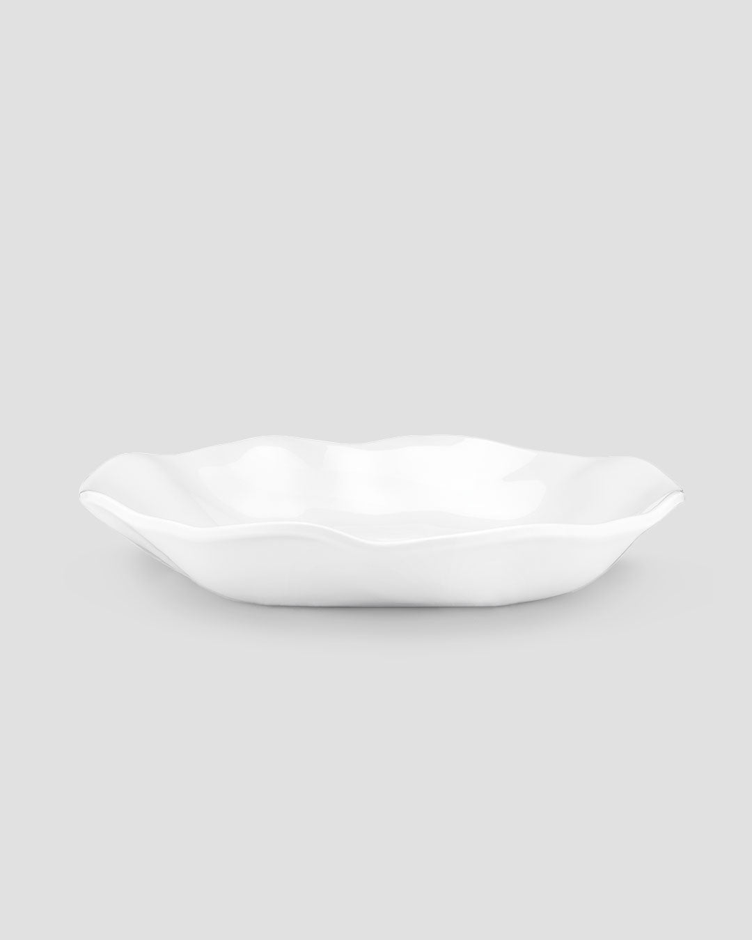 Ruffle White Melamine Round Dinner Bowl