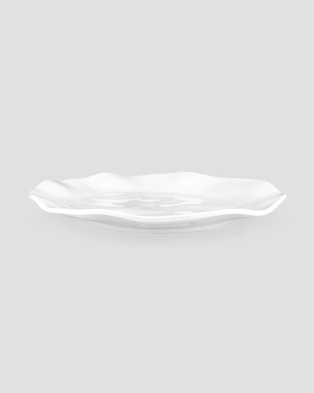 Ruffle White Melamine Round Dinner Plate