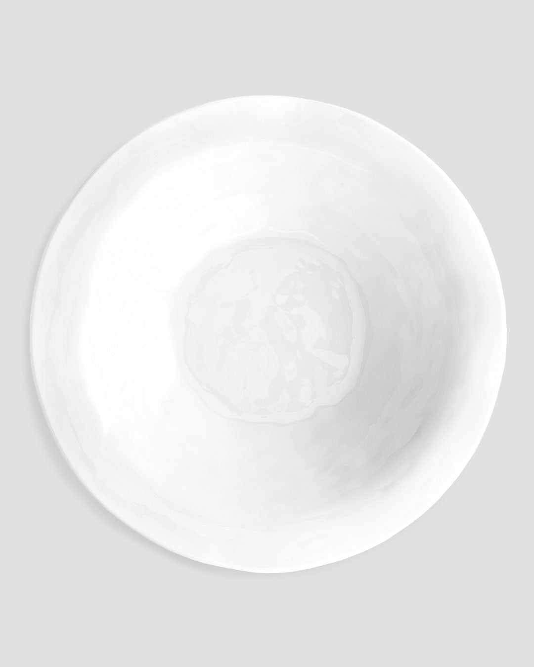 Ruffle White Melamine Round Shallow Serving Bowl