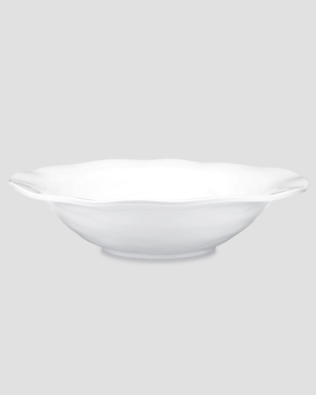 Ruffle White Melamine Round Shallow Serving Bowl