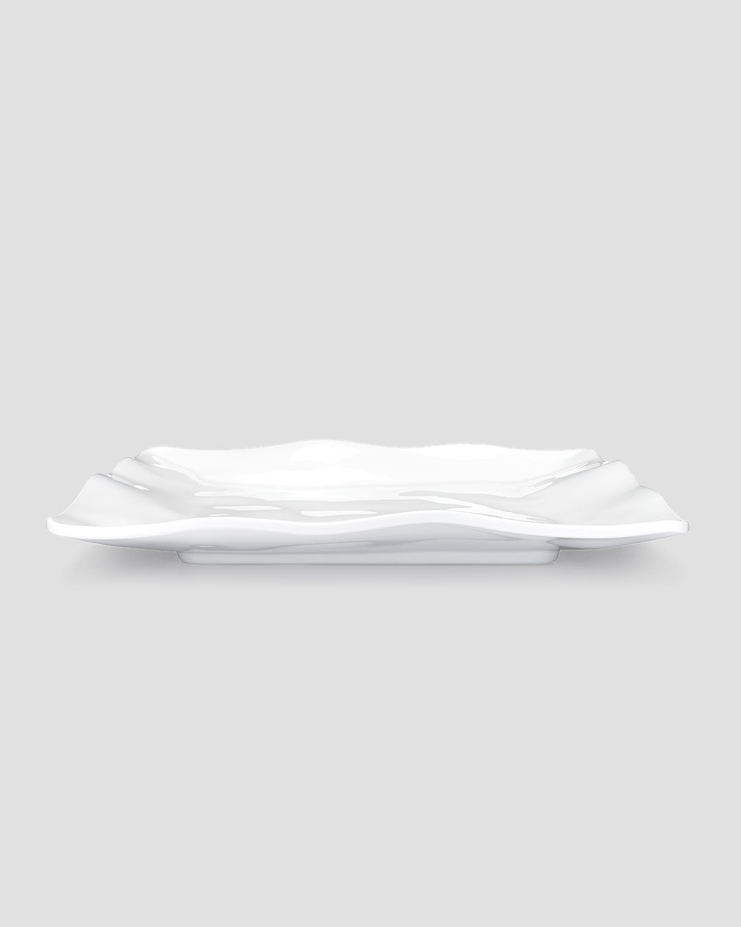 Ruffle White Melamine Square Dinner Plate