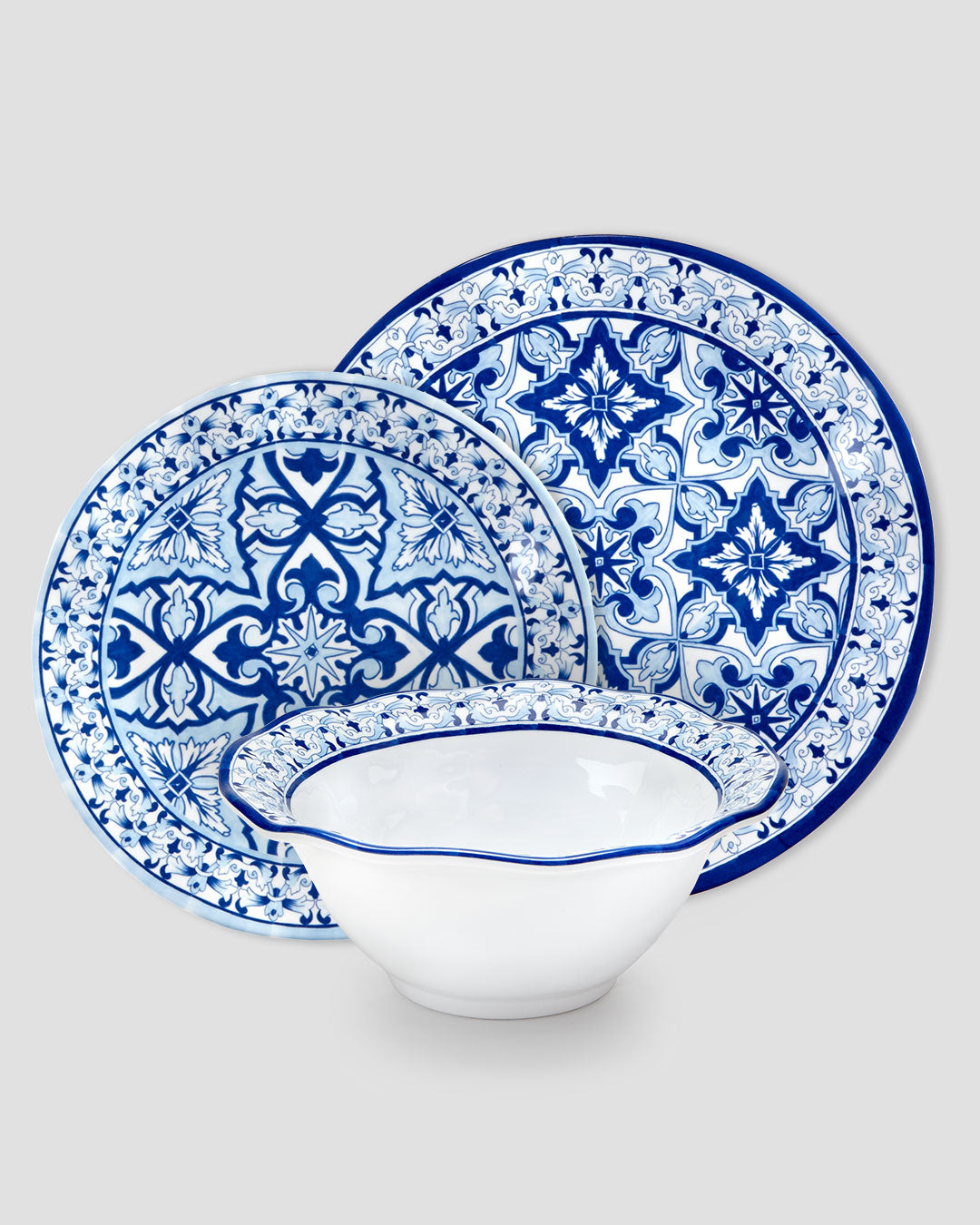 Talavera in Azul Blue Melamine 12pc Dinnerware Set