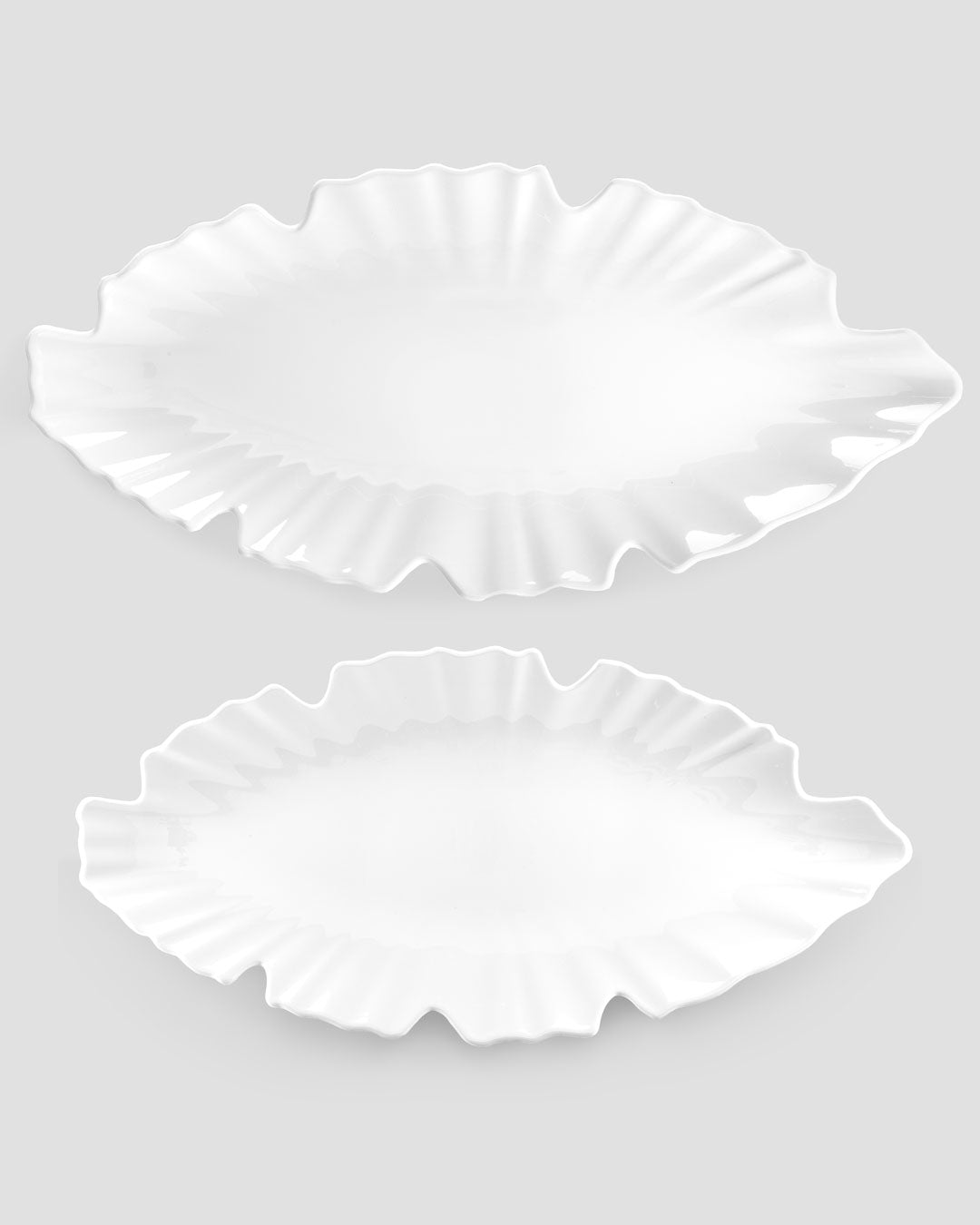 Zen Leaf White Melamine 2pc Platter Set