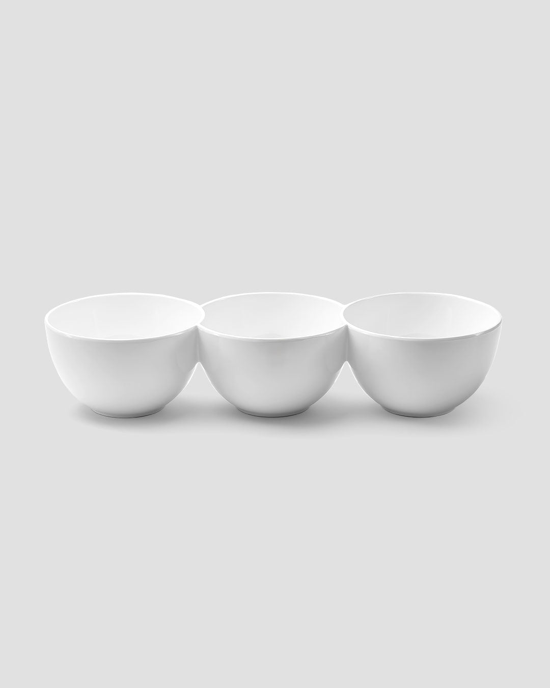 Diamond White Melamine Triple Round Snack Bowls