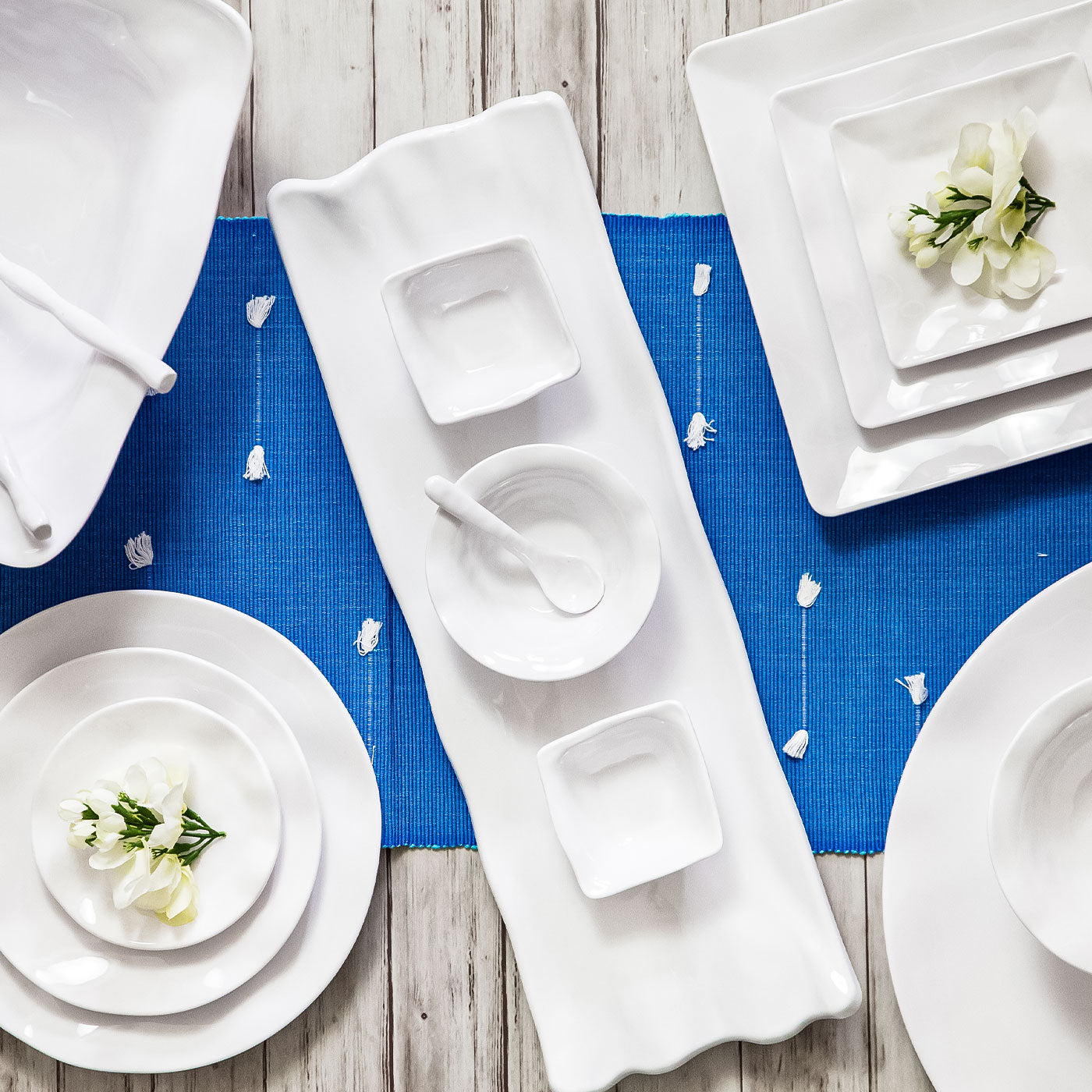 Ruffle White Melamine Square 8pc Tasting Set – Q Home