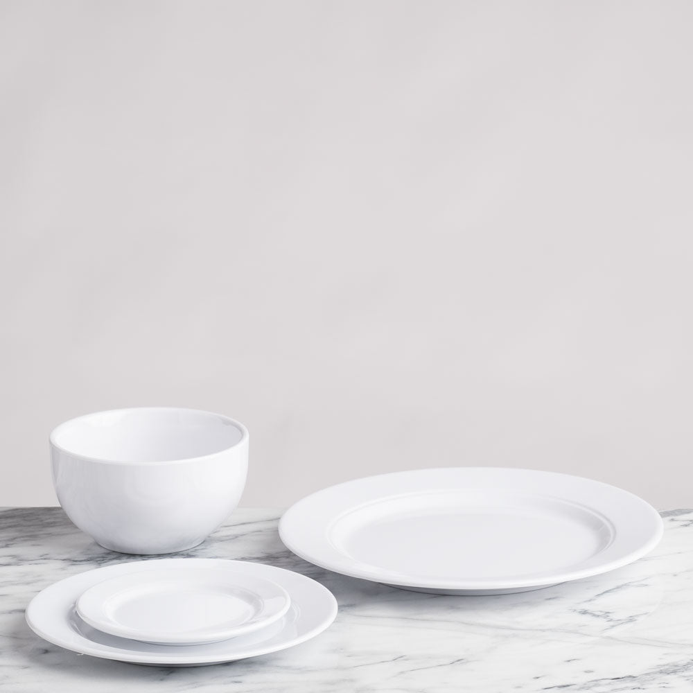 Diamond White Melamine Round 12pc Dinnerware Set
