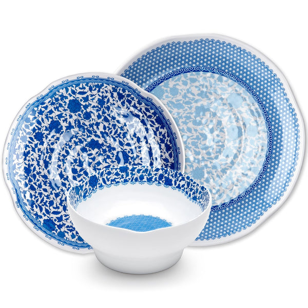 Heritage Blue Melamine 12pc Dinnerware Set