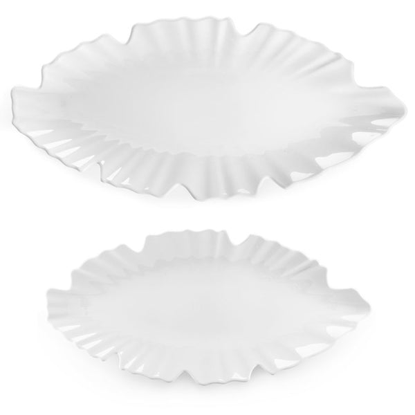 Zen Leaf White Melamine 2pc Platter Set