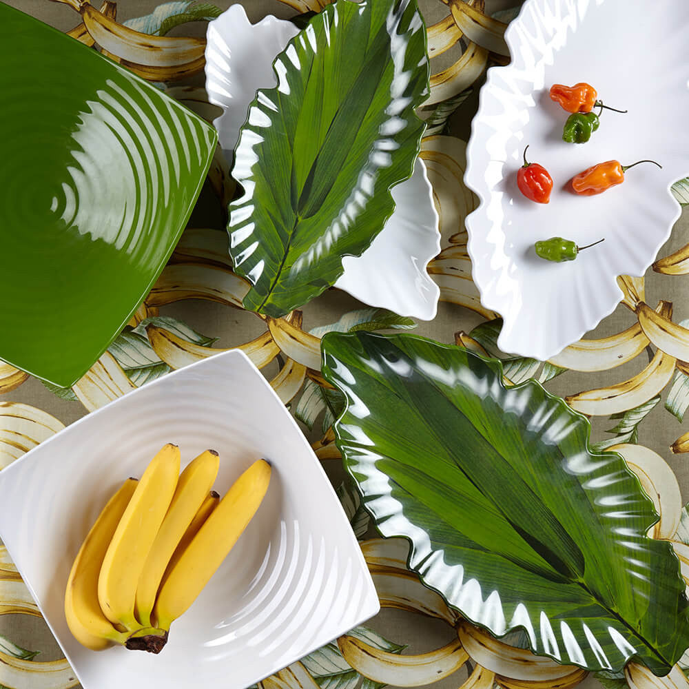 Zen White Melamine Large Leaf Platter – Q Home